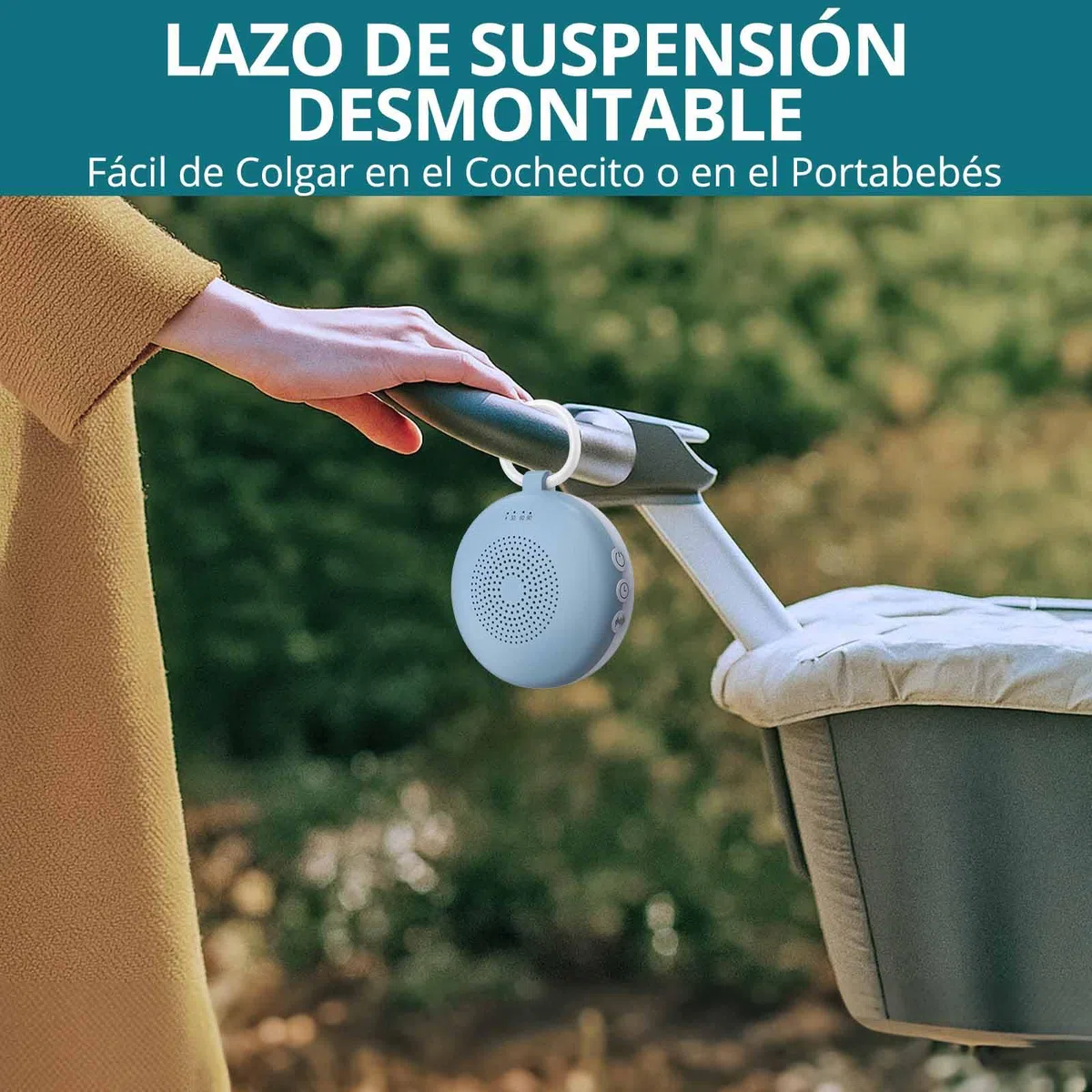 Máquina de Ruido Blanco para Dormir Bebé, Máquina de Sonido Portátil con 12 Sonidos Relajantes, Luz Nocturna de 6 Velocidades, Función de Memoria y 3 Temporizadores para Bebés, Adultos-Azul