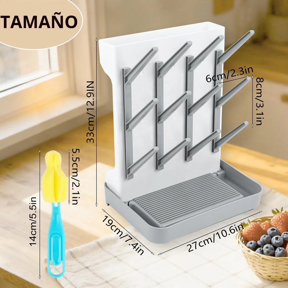 Escurre Biberones Seca, Soporte Vertical Grande para Secador de Biberones, Soporte Vertical para Escurridor para Guardar Accesorios de Bebé Cepillos y Tetinas en Encimera