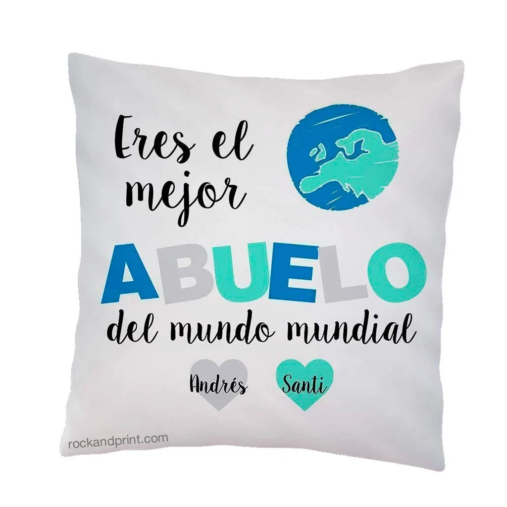 Cojín Abuelo personalizado 40x40 cm. Incluye relleno. Elige el color diseño. Día del Padre, regalo cumpleaños, aniversario. Almohadones originales. Navidad, Reyes Magos. Idea regalo hombre