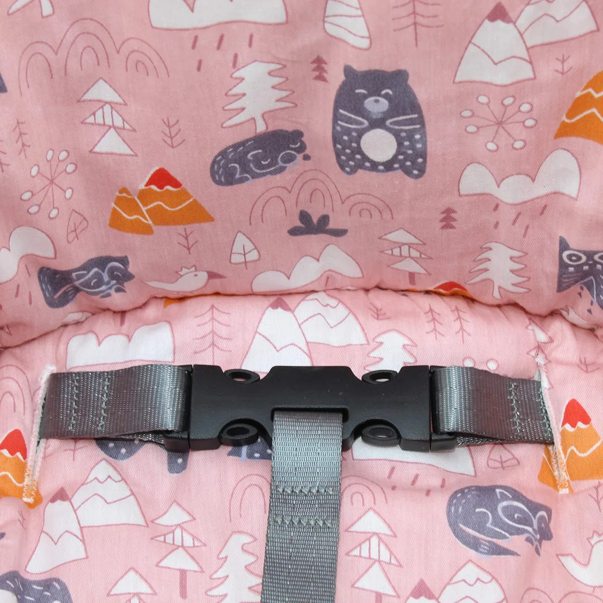 ZARPMA Funda de Algodón para Silla Alta de Bebé, Superficie y Acolchado de Algodón, Patrón Bosque, Plegable, Cojín Infantil para IKEA (Bosque Rosa)
