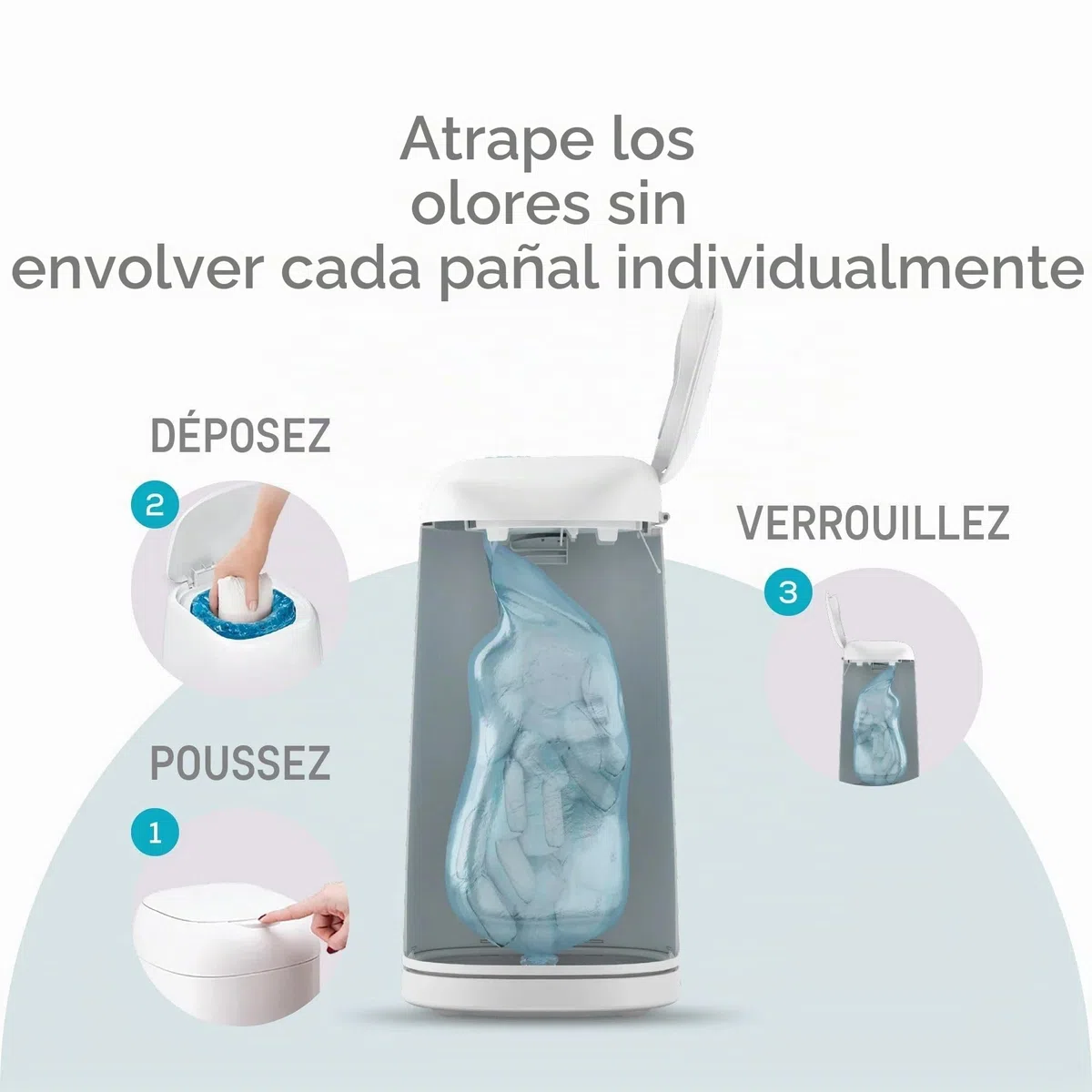 Angelcare Dress Up - Papelera con pañales, color blanco XL