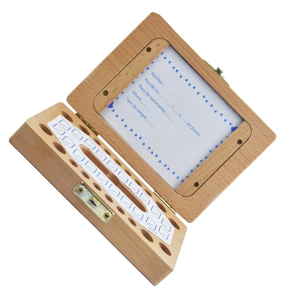 Caja de recuerdos vivos con dientes de leche, organizador para guardar con marco de fotos, tesoro para los próximos años, hecho con Para madera, fácil de usar, España