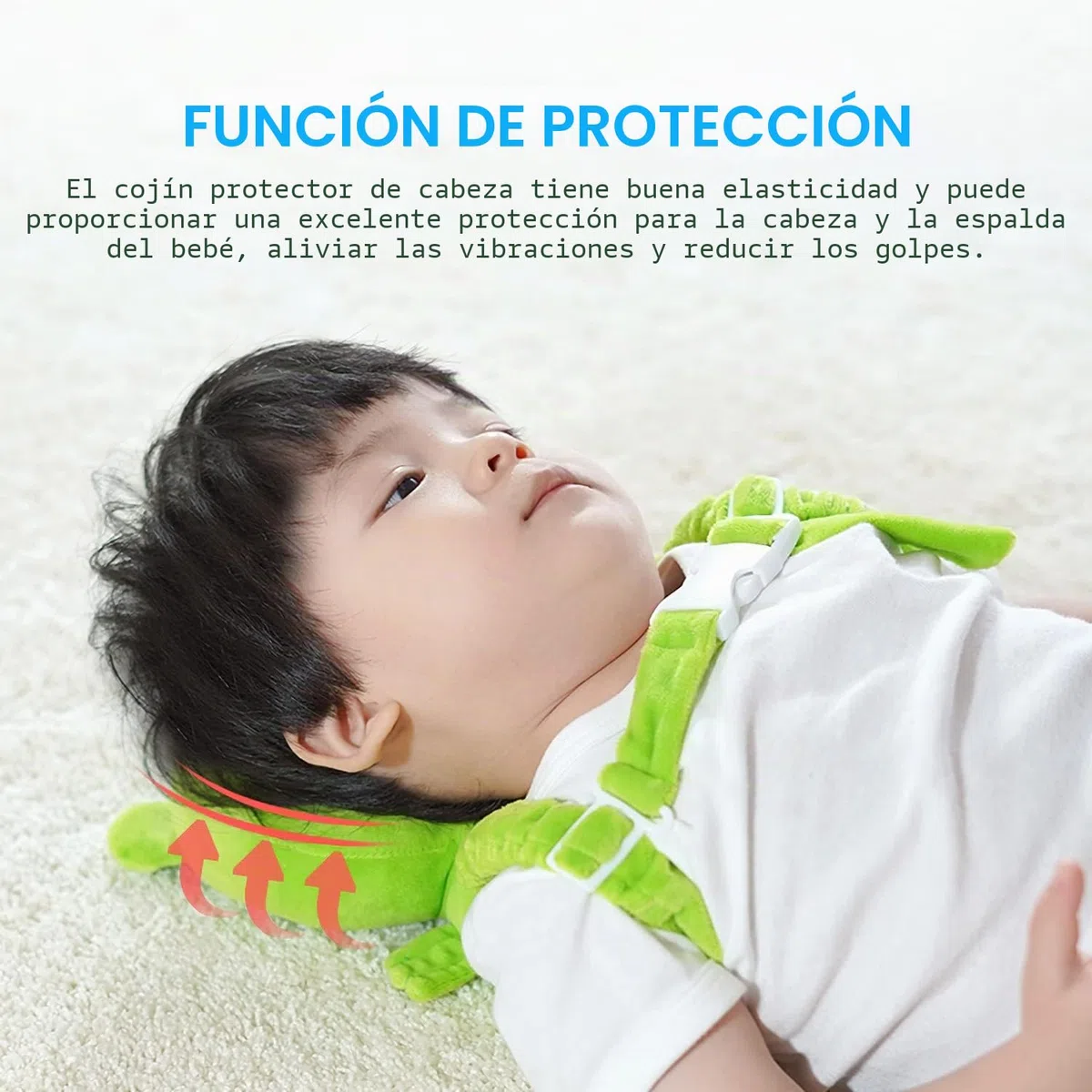 Almohada Protección para la Cabeza del Bebe, Protector de Cabeza de Bebé Ajustables, Suave Anti-Caídas Soporte para la Cabeza del Bebé, para Edad 4-24 Meses Bebé, Rana