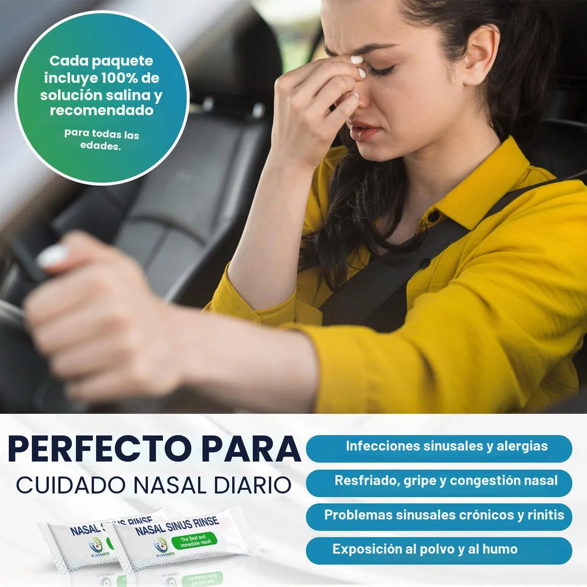 110 sobres para enjuague nasal, Neti Pot, sobres para enjuague nasal, sal para enjuague nasal, sobre para botella exprimible, sal para enjuague nasal, compatible con un sobre de 240 ml o 300 ml
