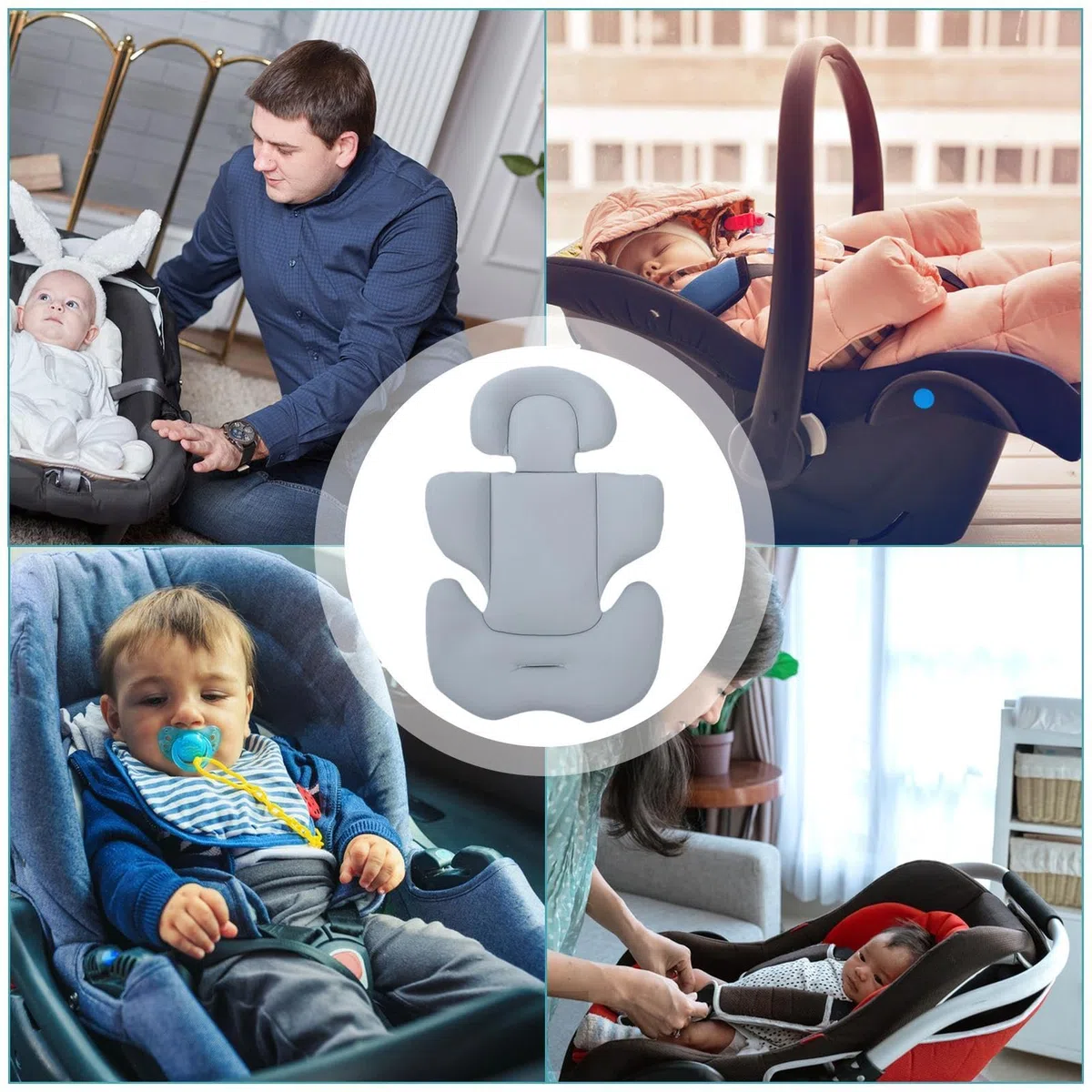 Cojín para asiento de coche para bebé, soporte para la cabeza del asiento de coche para recién nacidos | Cojín extra para asiento de coche,Soporte para cabeza y cuerpo de asiento de coche, almoh