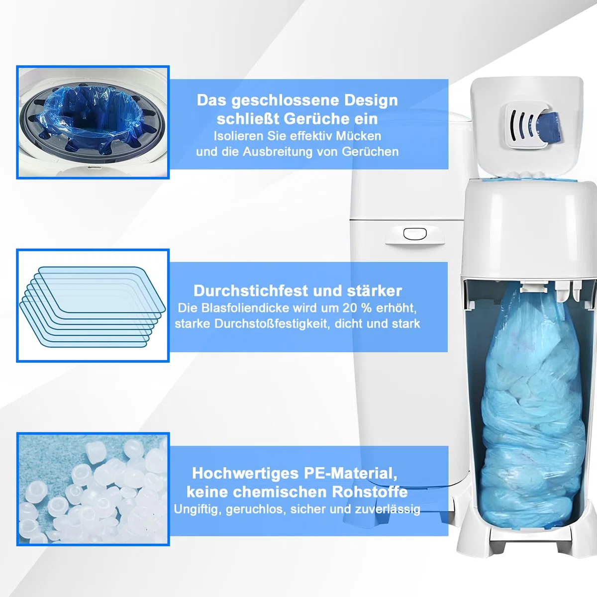 8 unidades de cartuchos de recambio para cubos de pañales, revestimiento de recambio a prueba de olores, compatible con Angelcare, Tommee Tippee, LitterLocker, Littycat y Spross