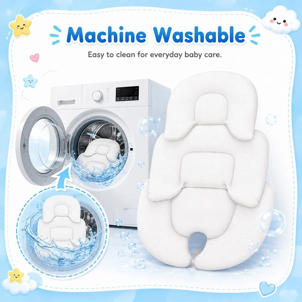 Reductor de Asiento para Bebé Recién Nacido, SGZIOO Genérico Cojín para Asiento De Coche De Bebé, cómodo y transpirable, Blanco