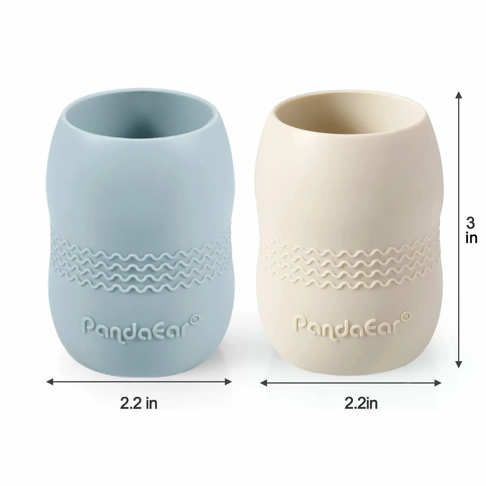 PandaEar Juego de Alimentación para Bebés de Silicona | 2 Platos con División y Succión + 2 Cuencos con Succión + 2 Tazas Pequeñas + 2 Cucharas + 2 Tenedores | Suministros para Bebés (Azul Blanco)