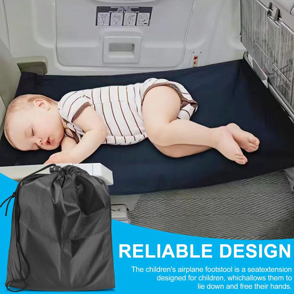 Extensión de asiento de avión para niños, reposamanos de avión para niños, reposapiés de avión portátil, 79 cm x 44 cm