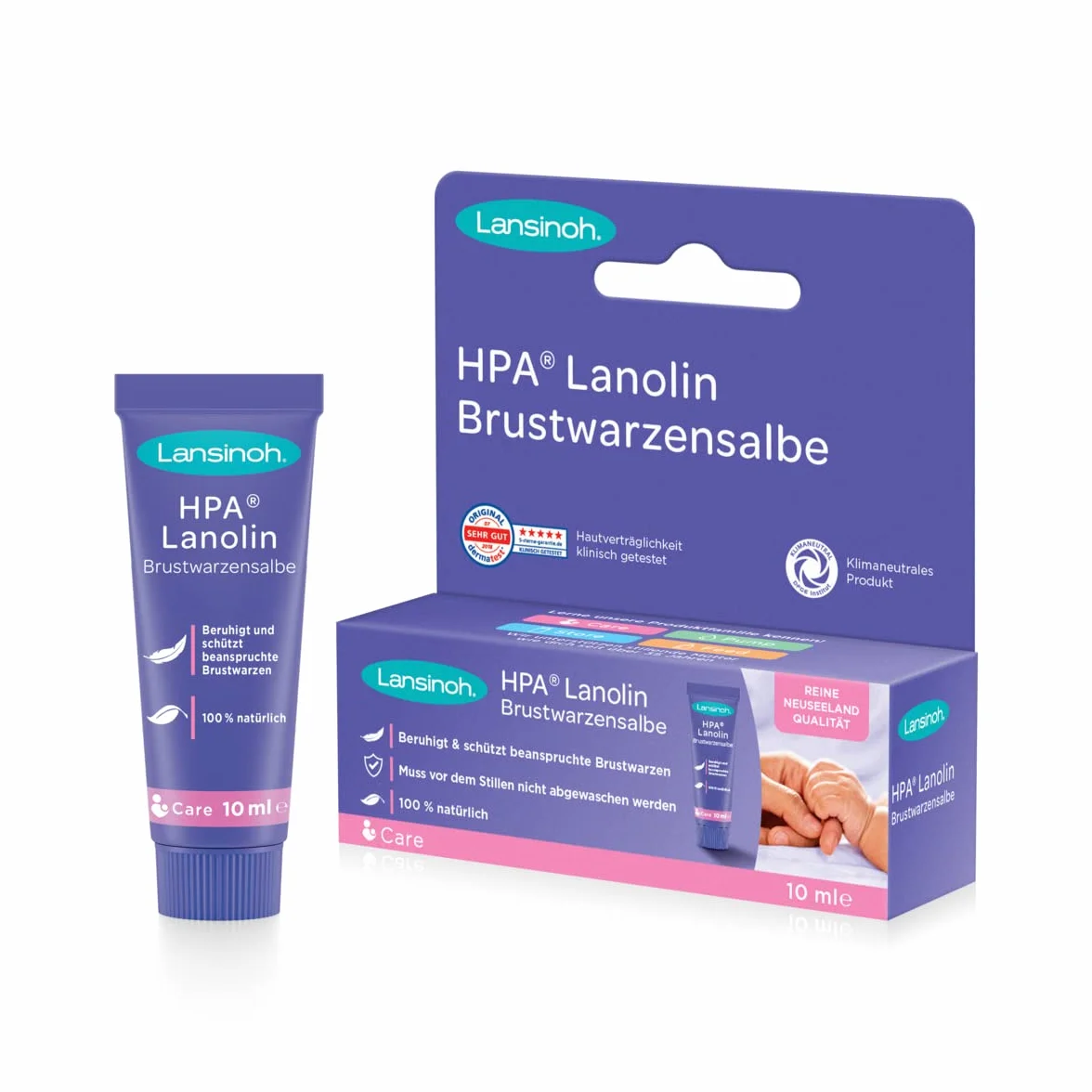 Lansinoh HPA Lanolin - Pomada para pezones (10 ml, 100% natural, calma y protege los pezones cansados, climáticamente neutra