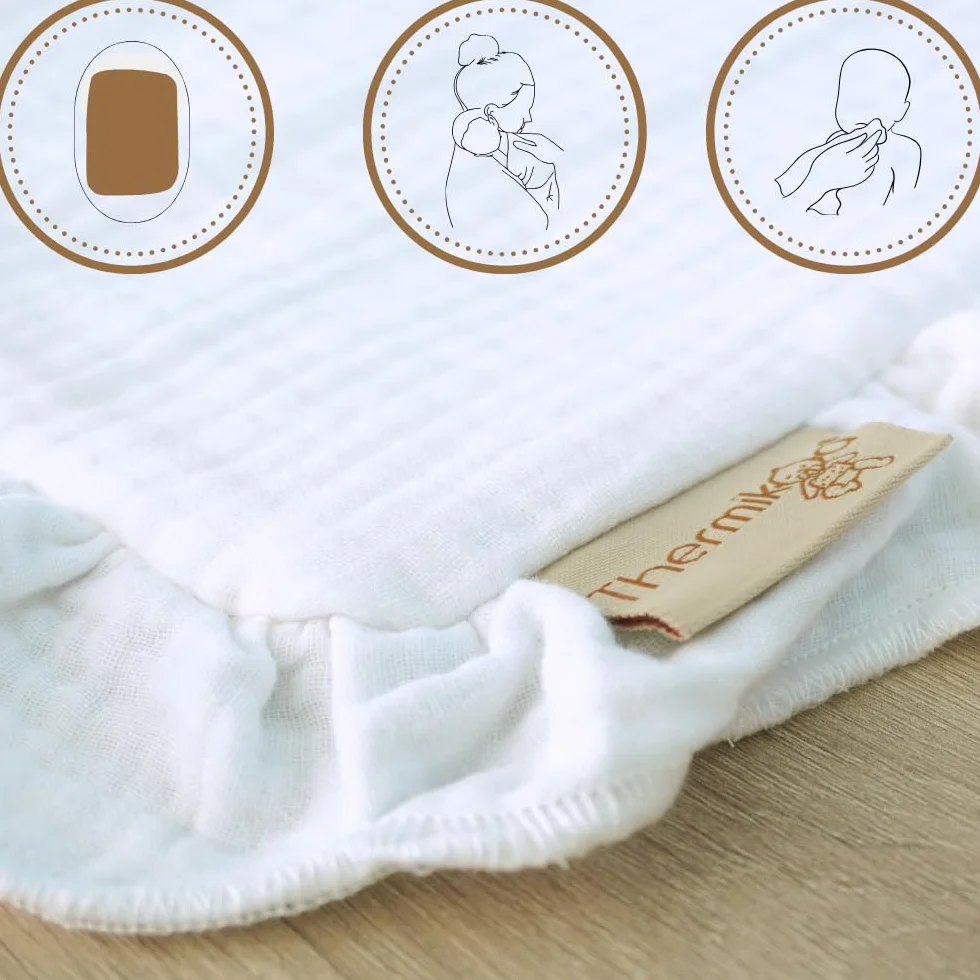 Thermikoa Salvababas de Colchón Grande (XL) para Bebé – 100% Algodón Muselina y Rizo – Protector Absorbente sin Plástico de Babitas – 1 Unidad 50x30cm – Ideal para Capazo, Cuna o Moisés