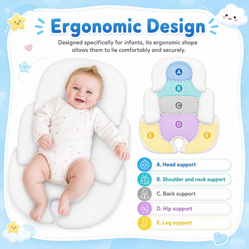 Reductor de Asiento para Bebé Recién Nacido, SGZIOO Genérico Cojín para Asiento De Coche De Bebé, cómodo y transpirable, Blanco