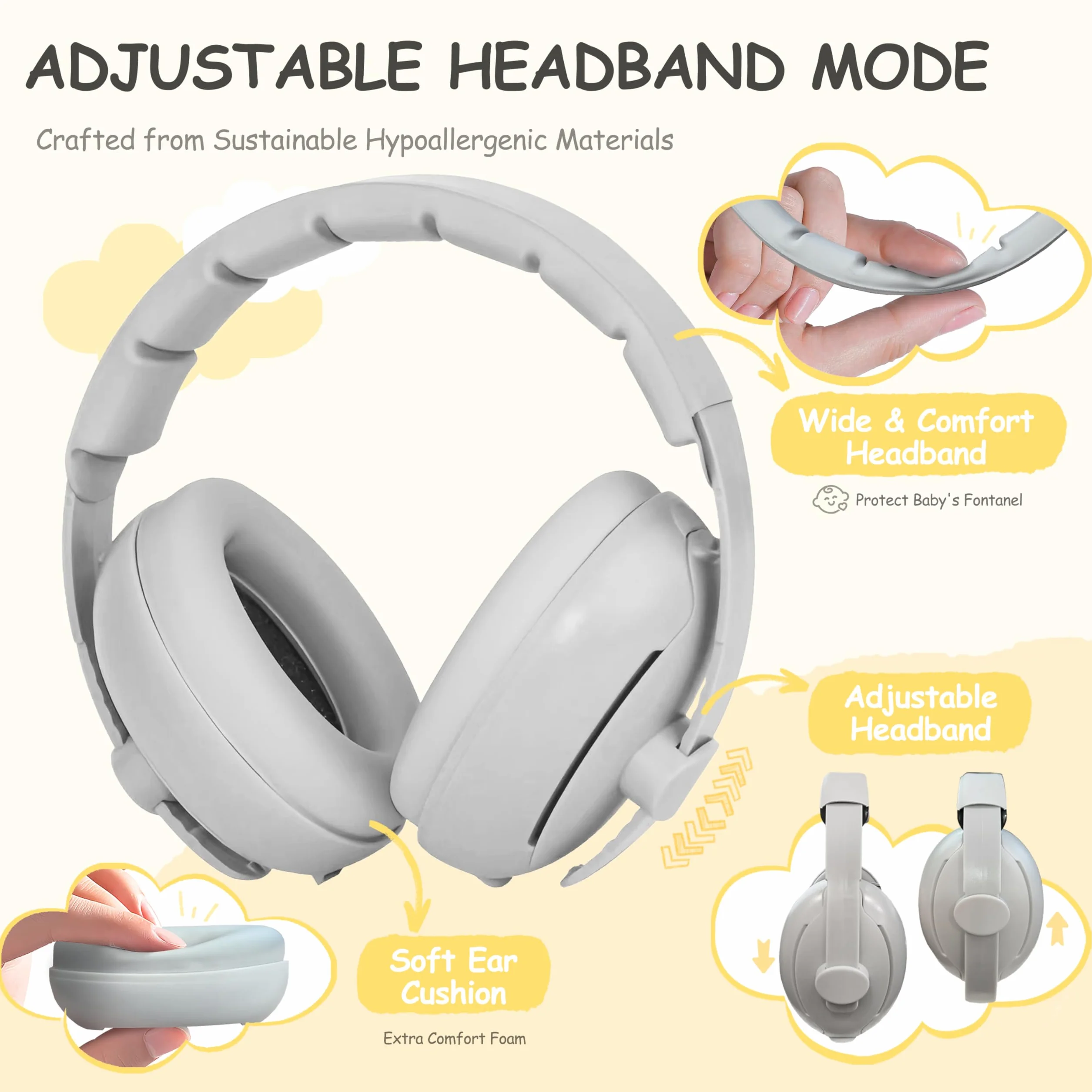 auvstar 2in1 orejeras para bebés,Cascos Antiruido para Bebe,Protección Auditiva Bebé Auriculares,Protectores Auditivos Recién Nacido,Orejeras Reductoras de Ruido Niños,Mejora sueño sobre marcha