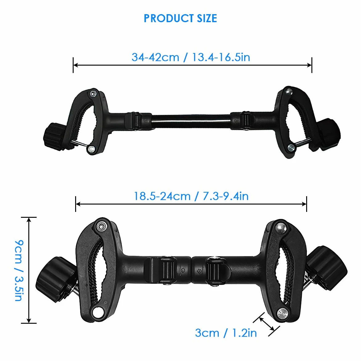 Conectores doble para cochecito de bebé, Ruspela 3 piezas Conector de cochecito conjunto gancho acoplador Bush liberación rápida Conectores universales para Gemelos