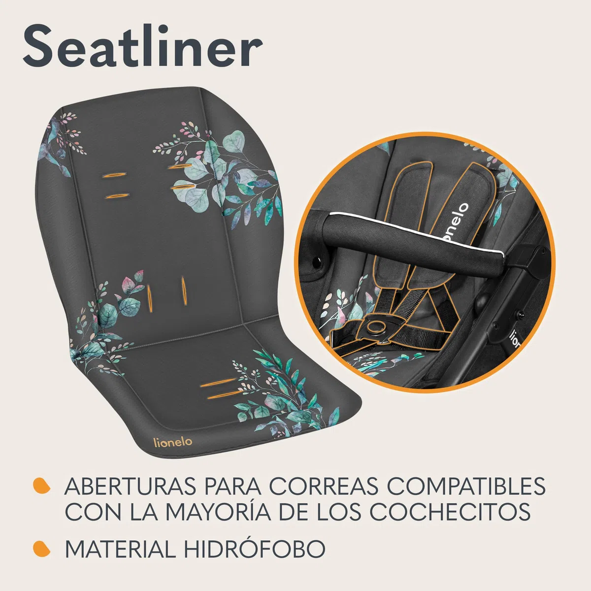 Lionelo SEATLINER - Colchón Universal para Cochecito de bebé, Material Impermeable por Ambos Lados, Compatible con la mayoría de cochecitos, Suave y Suave