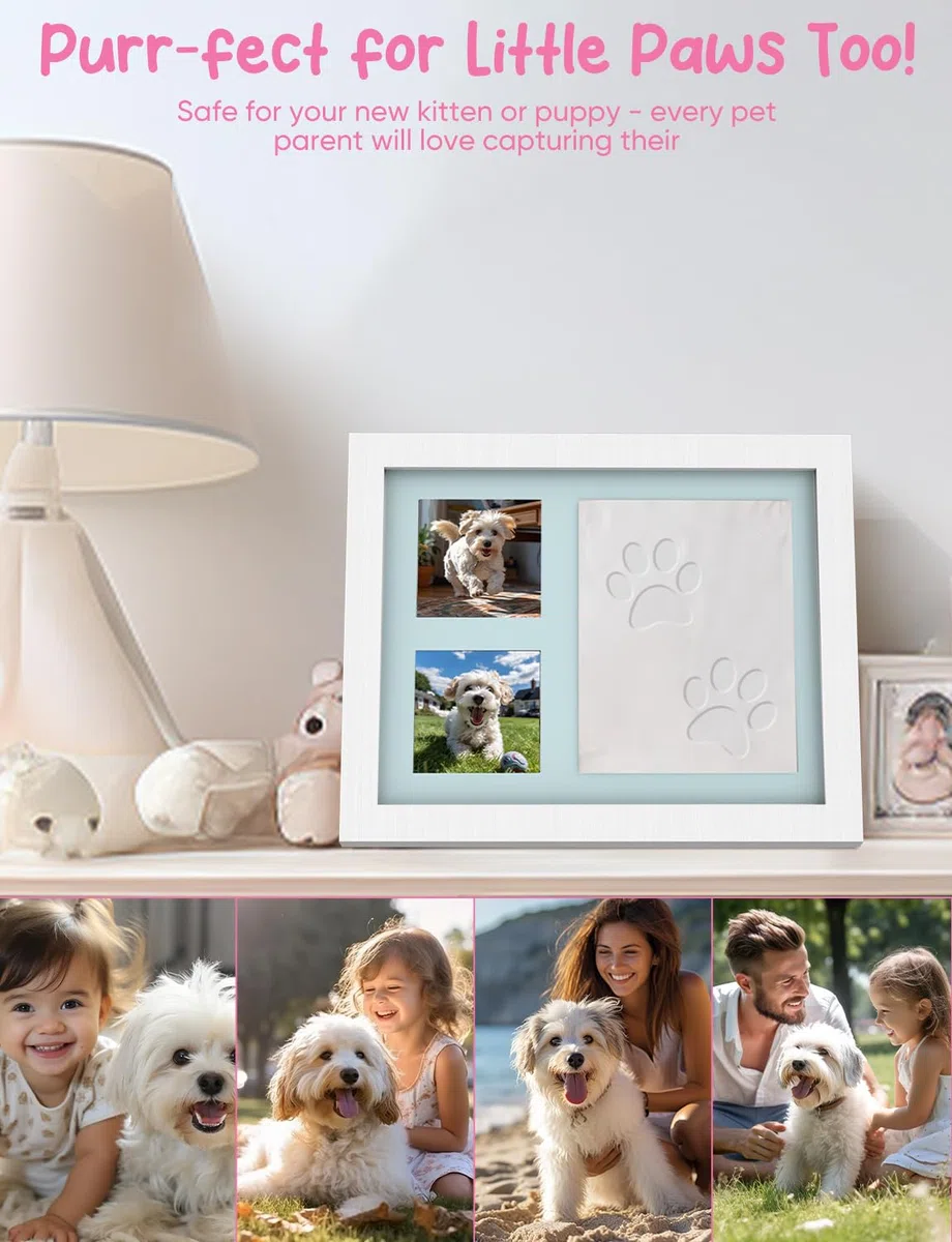 Marco Huellas Bebe - Kit de Marco para Huella de Pie y Manos del Bebe - Kit de Precioso Recuerdo de Tu Bebé - Set de Modelación para Decoración - Regalos Bebes Recien Nacidos Originales