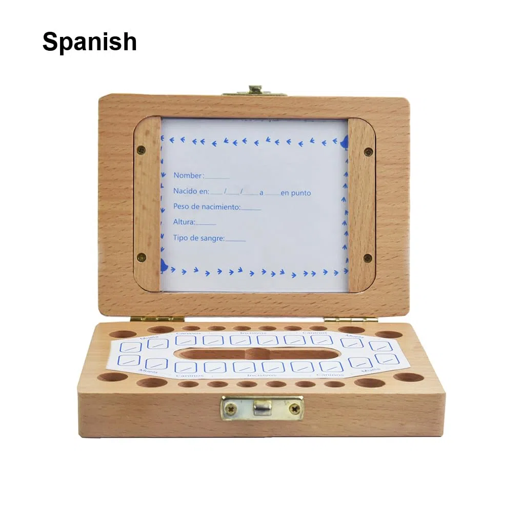 Caja de recuerdos vivos con dientes de leche, organizador para guardar con marco de fotos, tesoro para los próximos años, hecho con Para madera, fácil de usar, España