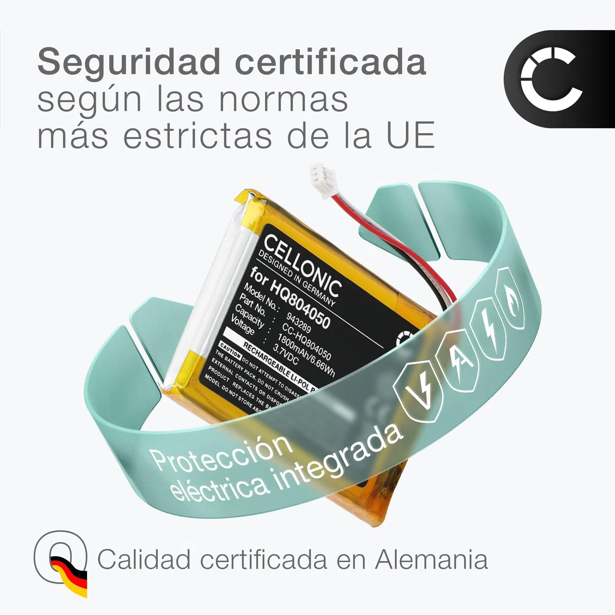 CELLONIC 1x Batería para Babyphone Compatible con Babysense V43, HQ804050 - (1800mAh, 3.7V)