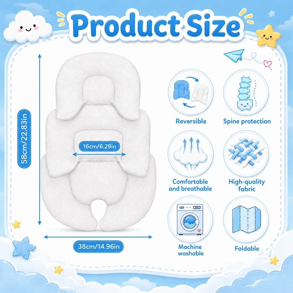 Reductor de Asiento para Bebé Recién Nacido, SGZIOO Genérico Cojín para Asiento De Coche De Bebé, cómodo y transpirable, Blanco
