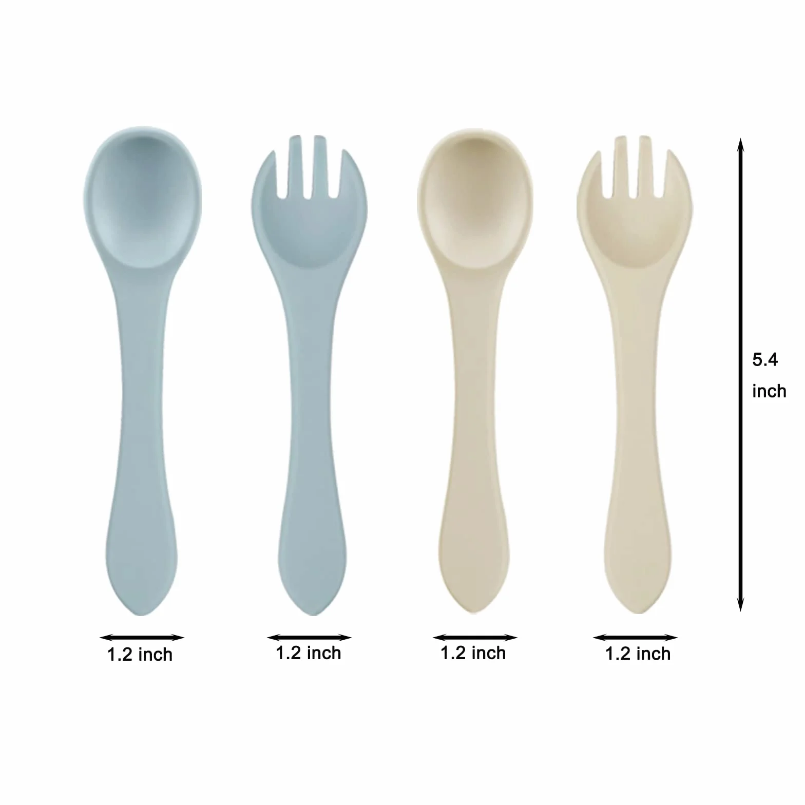 PandaEar Juego de Alimentación para Bebés de Silicona | 2 Platos con División y Succión + 2 Cuencos con Succión + 2 Tazas Pequeñas + 2 Cucharas + 2 Tenedores | Suministros para Bebés (Azul Blanco)