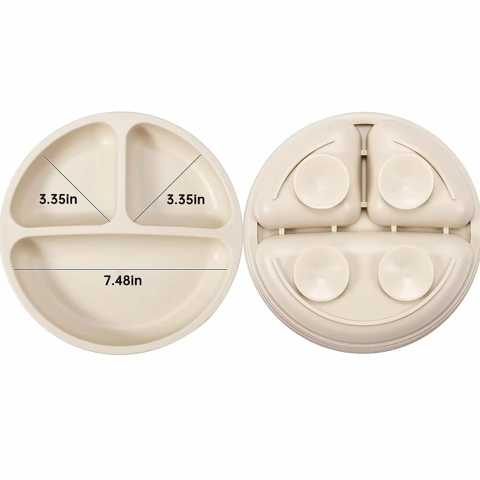 PandaEar Juego de Alimentación para Bebés de Silicona | 2 Platos con División y Succión + 2 Cuencos con Succión + 2 Tazas Pequeñas + 2 Cucharas + 2 Tenedores | Suministros para Bebés (Azul Blanco)