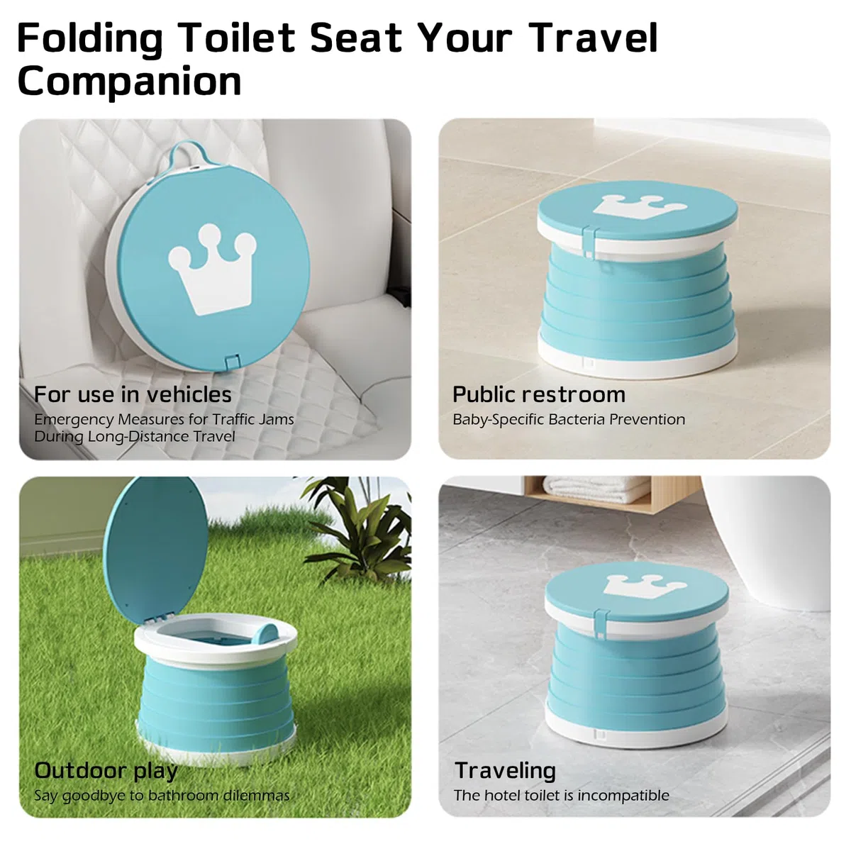 Orinal plegable para bebé con 15 insertos – colgante y apto para coche para viajes, entrenamiento de orinal para niños y niñas