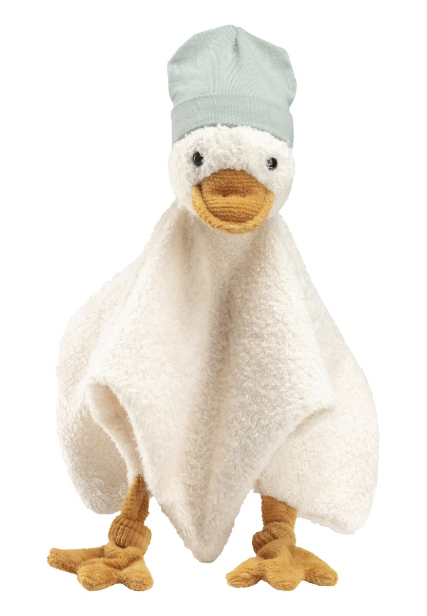 Sterntaler Edda Lou - Manta de Seguridad para Chupete, diseño de Pato Medio con Gorro y Anillo de Silicona para Chupete, Ayuda a Dormir para niños y niñas