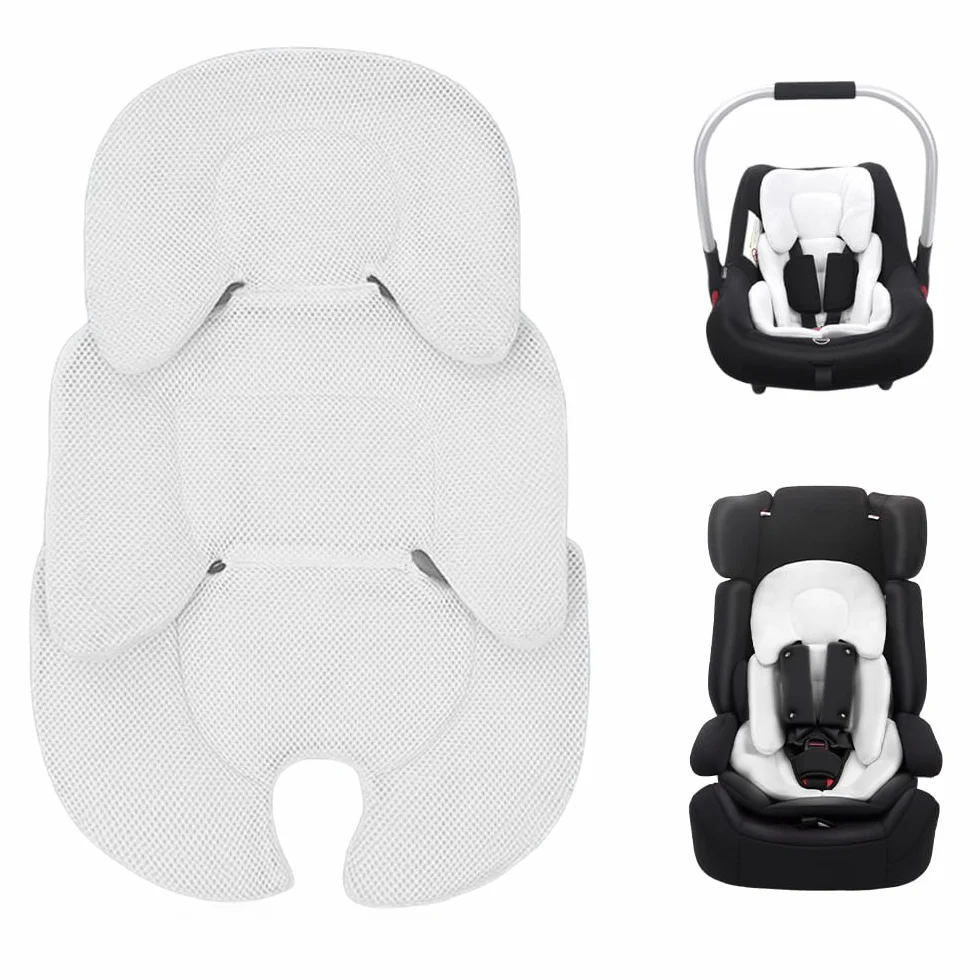 Reductor de Asiento para Bebé Recién Nacido, Genérico Cojín para Asiento De Coche De Bebé, Inserto para Asiento de Coche para bebé, cómodo y transpirable (Blanco)