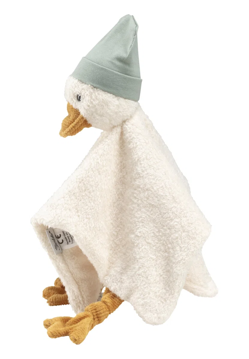 Sterntaler Edda Lou - Manta de Seguridad para Chupete, diseño de Pato Medio con Gorro y Anillo de Silicona para Chupete, Ayuda a Dormir para niños y niñas