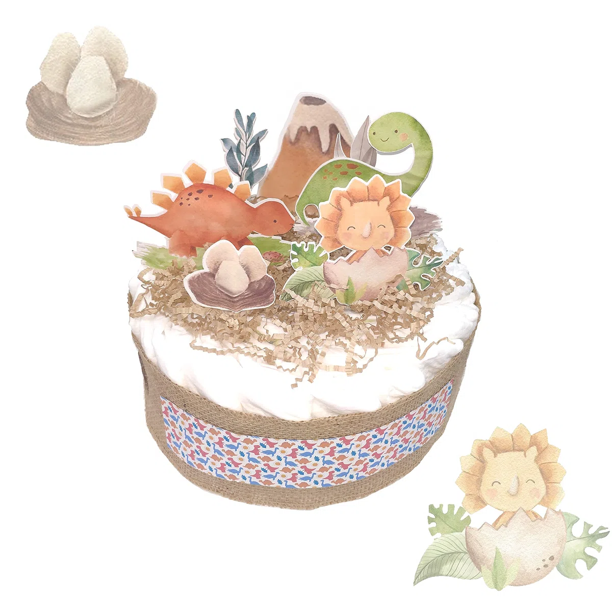 Tarta de pañales dinosaurio | Pañales | Regalos recién nacidos | Regalos bebés | Lulamuk