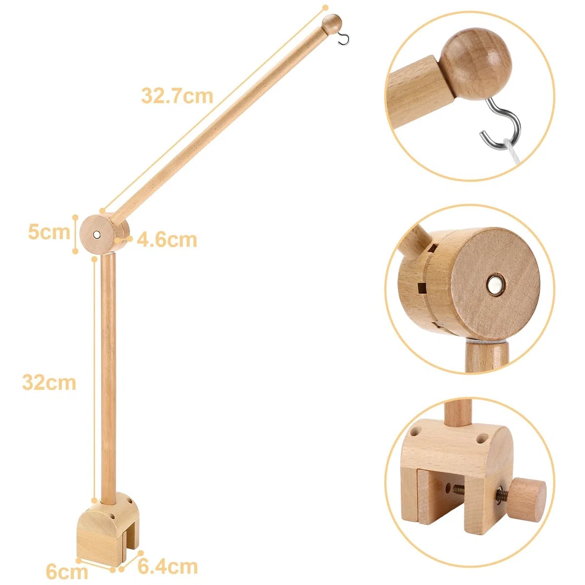 Collazoey Soporte Móvil de Madera para Bebé, soporte de madera para colgar para cuna de bebé ajustable, hecho de madera, adecuado para cunas decoración y cambiadores