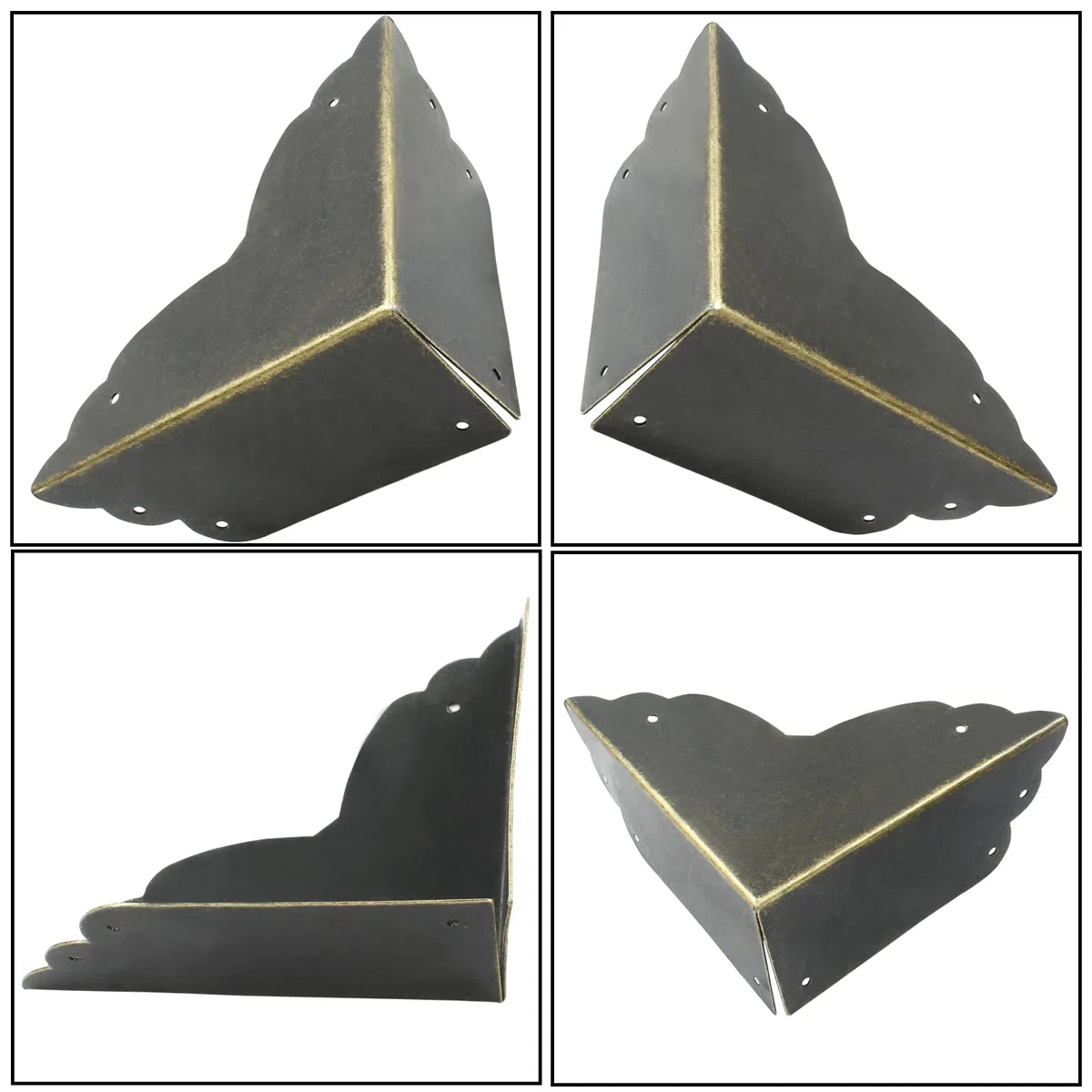 4 protectores de esquina de metal negro, protectores de esquina de caja de 2.76 x 2.76 pulgadas, protectores decorativos de esquina de metal, cubierta de borde antiguo con tornillos de