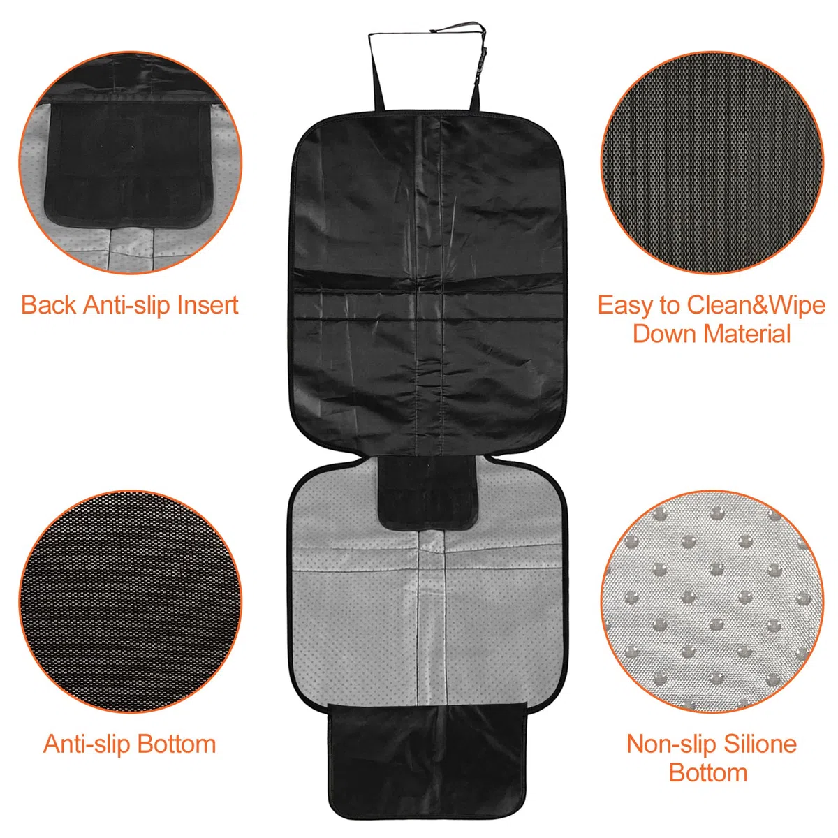 2 Piezas Protector Asiento Coche Silla Bebe, Universal Funda Coche Asiento Compatible Isofix con Organizador Bolsillos, Antideslizante Impermeable Protector Seguro para Asiento Infantil