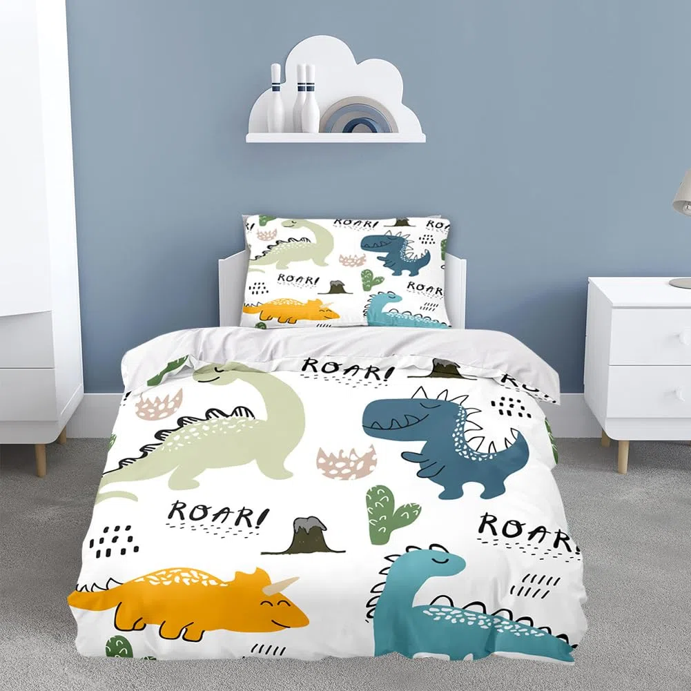 DASIAUTOEM Ropa de Cama Infantil, 100 x 135 cm, Juego Completo para Cuna, con diseño de Animales y Cremallera integrada, Funda de Almohada de 60 x 40 cm