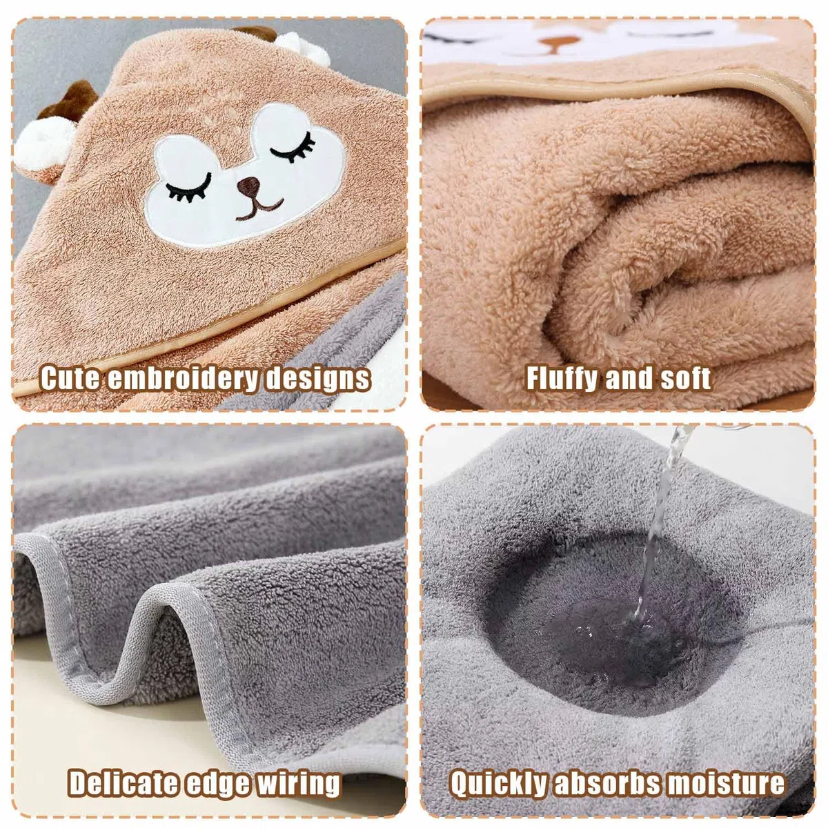 Toalla Baño Bebe, 3 Piezas Suaves y Cómodas, Súper Absorbentes, Capa de Baño para Piscina, Playa, Después de Ducharse o Bañarse (80X80 cm)