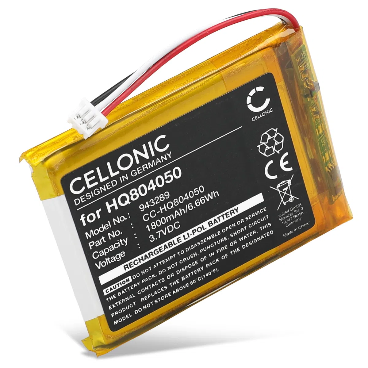 CELLONIC 1x Batería para Babyphone Compatible con Babysense V43, HQ804050 - (1800mAh, 3.7V)