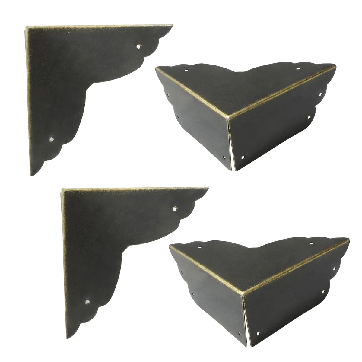 4 protectores de esquina de metal negro, protectores de esquina de caja de 2.76 x 2.76 pulgadas, protectores decorativos de esquina de metal, cubierta de borde antiguo con tornillos de