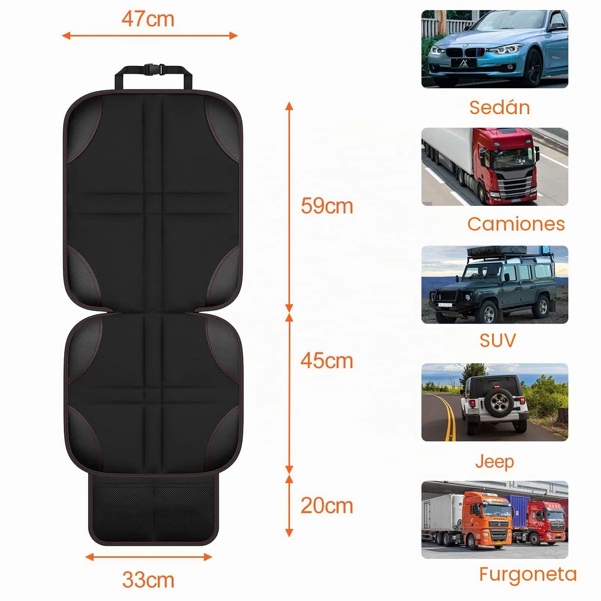 2 Piezas Protector Asiento Coche Silla Bebe, Universal Funda Coche Asiento Compatible Isofix con Organizador Bolsillos, Antideslizante Impermeable Protector Seguro para Asiento Infantil
