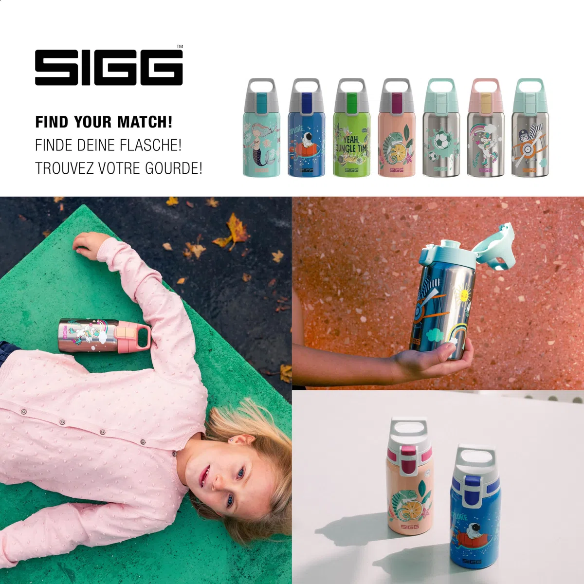 Sigg - Stainless Steel Kids Water Bottle - Shield Great Day - Suitable for Carbonated Beverages - Leakproof - Lightweight - BPA Free - Brushed with Dino - 0.5L