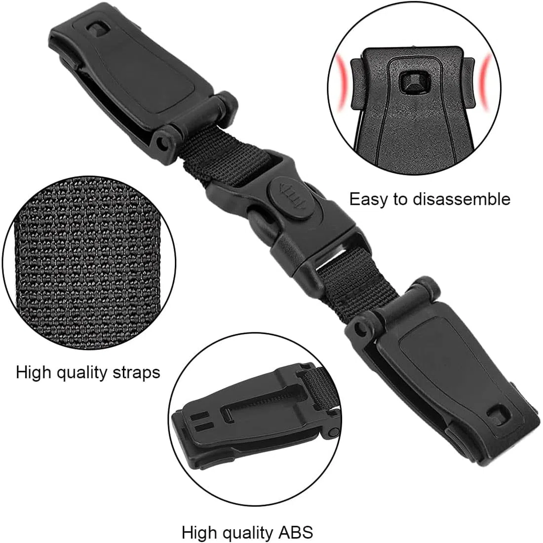 Clip para Asiento De Coche, Clip De Asiento De Bebé, Clip De Seguridad del Asiento De Coche, Hebilla De Seguridad del Asiento, Hebilla De Seguridad para Niños,Hebilla para, 2 piezas negro