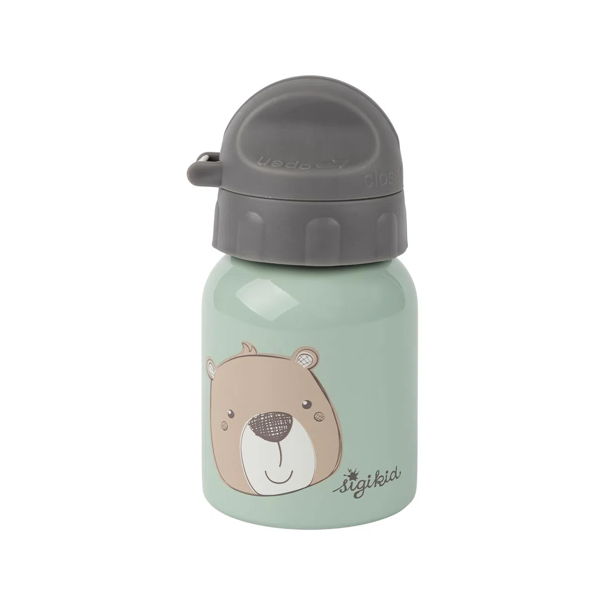 Sigikid 25377 Botella de acero inoxidable con diseño de oso, 250 ml, recomendada para niños a partir de 1 año, robusta, a prueba de fugas, irrompible