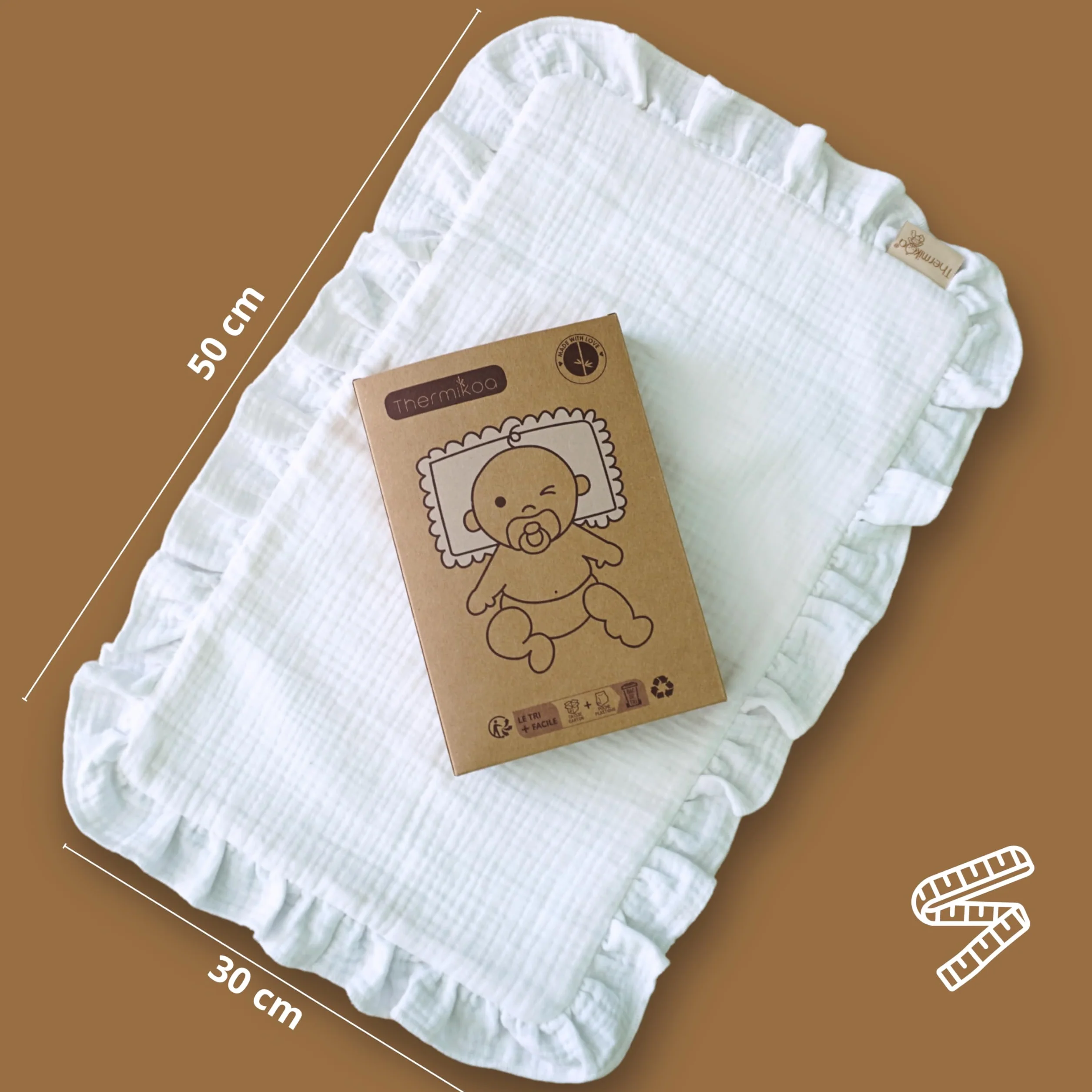 Thermikoa Salvababas de Colchón Grande (XL) para Bebé – 100% Algodón Muselina y Rizo – Protector Absorbente sin Plástico de Babitas – 1 Unidad 50x30cm – Ideal para Capazo, Cuna o Moisés