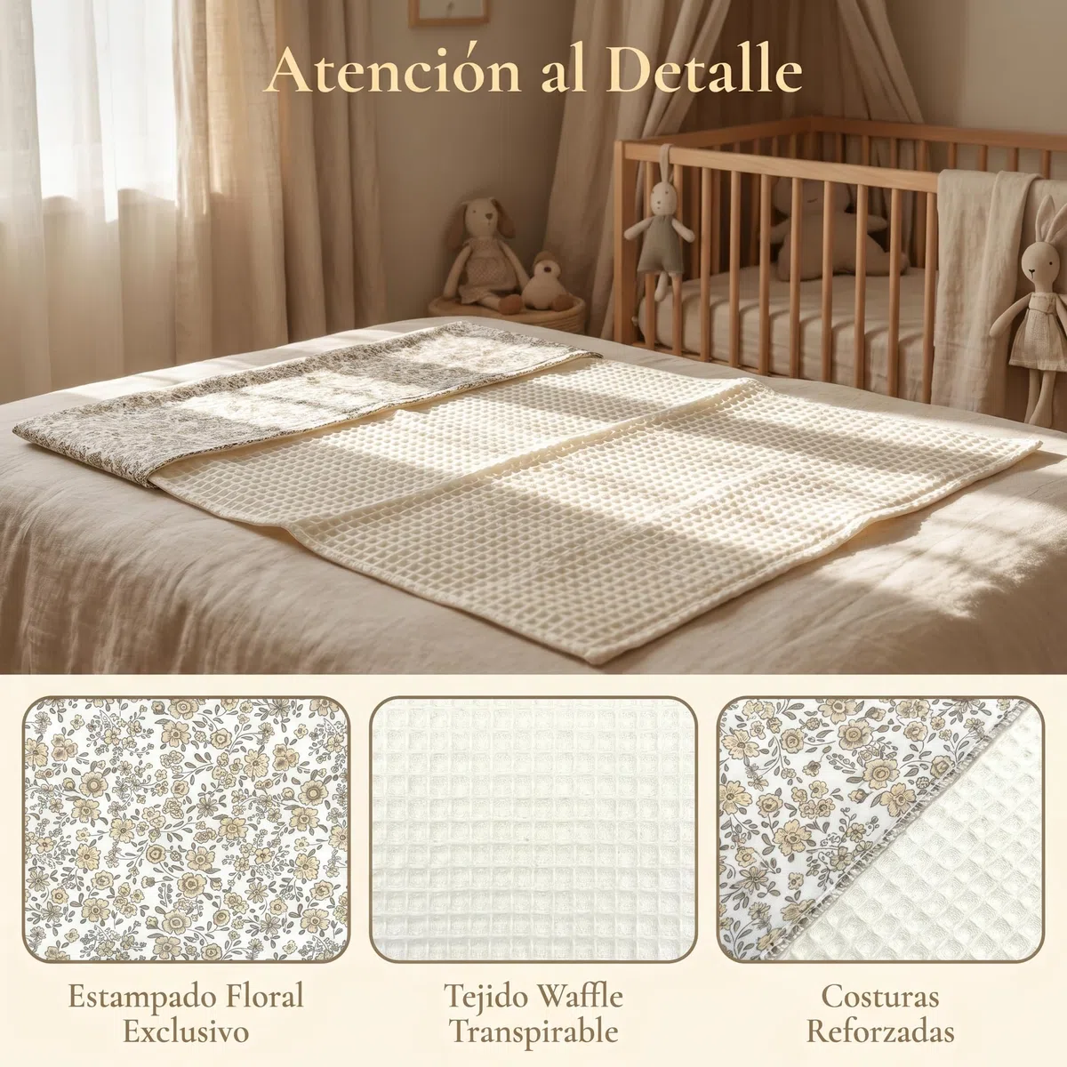 various Manta para Bebé Recién Nacido Algodón 100%, Arrullo para Verano y Entretiempo, Toquilla de Tejido Plumeti (Estampado Beige Flor)