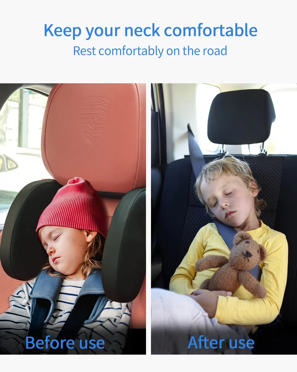 Reposacabezas Lateral Del Coche, Reposacabezas Coche Niño, Soporte Para Cuello Retráctil Extraíble Almohada Del Reposacabezas Coche, Apto Para Niños Adultos Soporte Para La Cabeza.Negro.