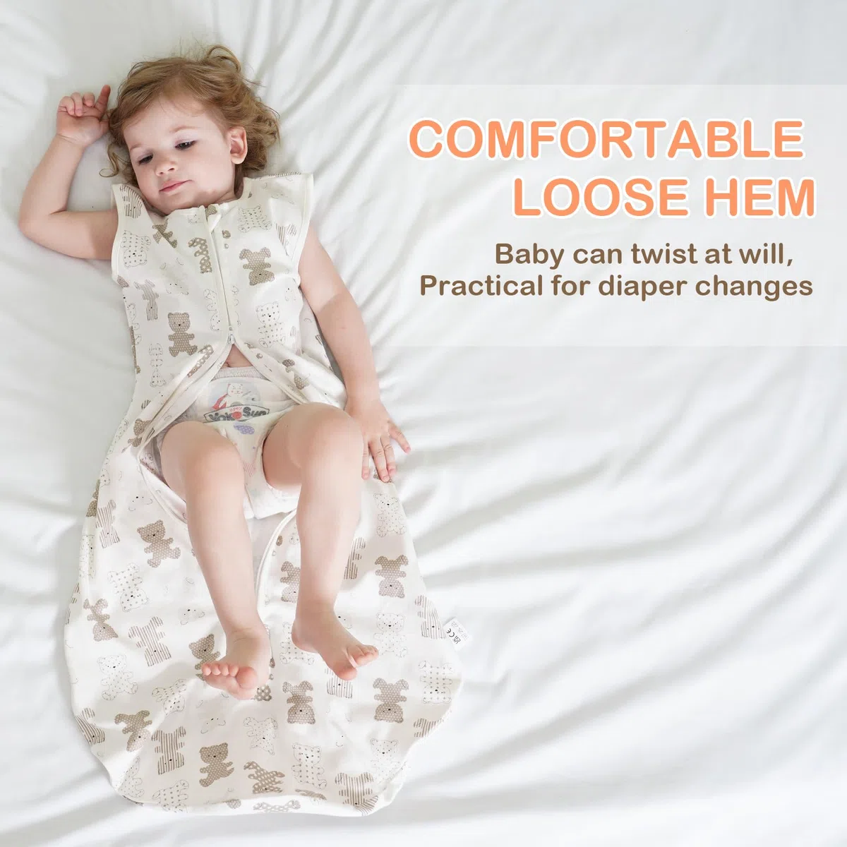 Saco Dormir Bebe Verano, 2Pcs 0.5 Tog Saco de Dormir Bebe Unisex, 100% Algodón Transpirable, Ajustable Saco Bebe, Animales de Dibujos Animados