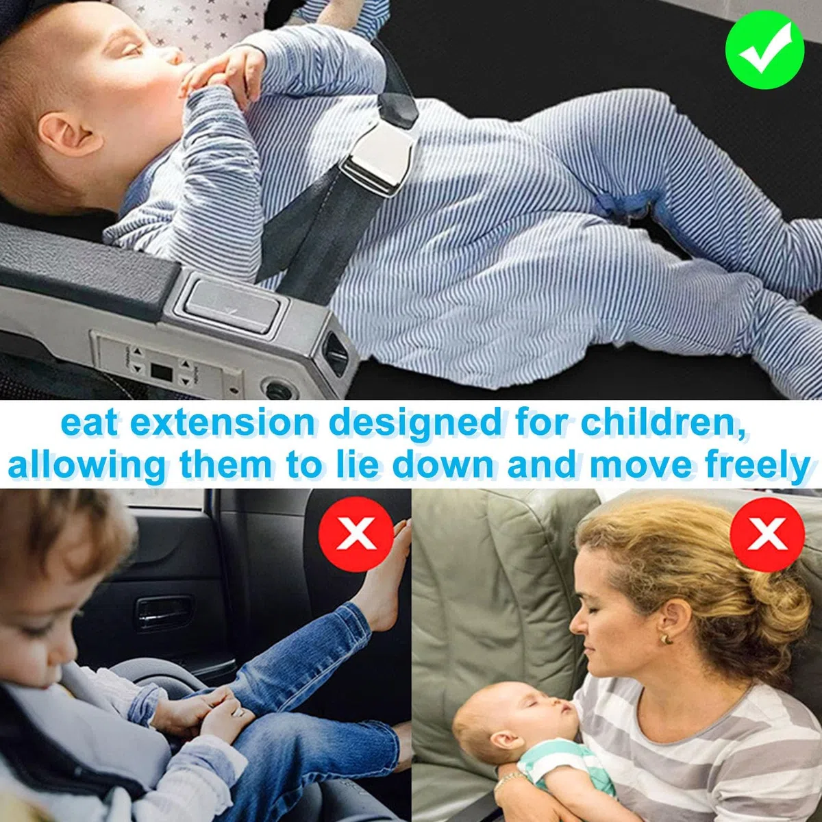 Extensión de asiento de avión para niños, reposamanos de avión para niños, reposapiés de avión portátil, 79 cm x 44 cm