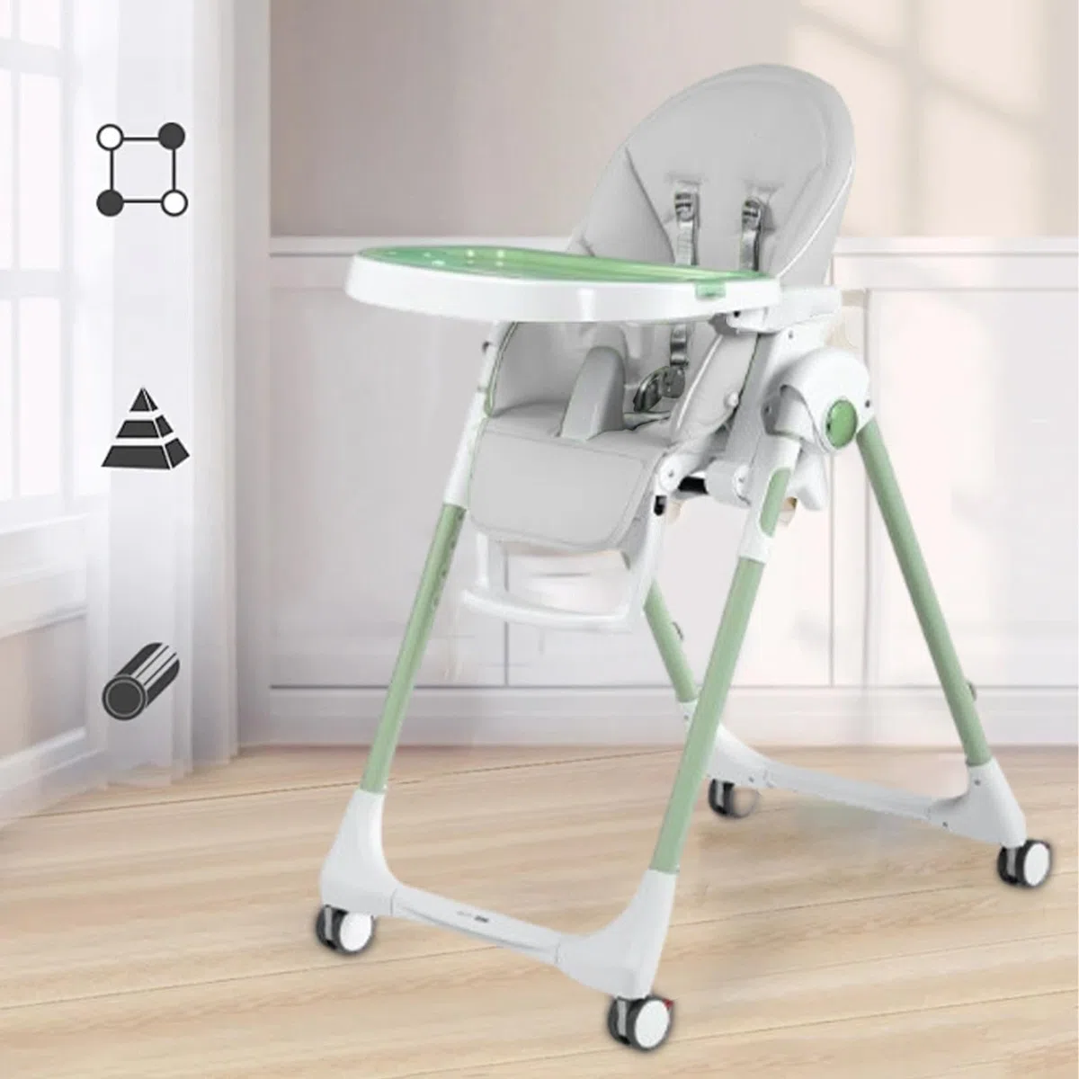 Cojín Para Trona De Bebé, Funda Trona Funda De PU Para Trona De Bebé, Funda Para Comedor Para Bebé, Funda Para Silla Repuesto Almohadilla De Asiento Transpirable,83x40 Cm