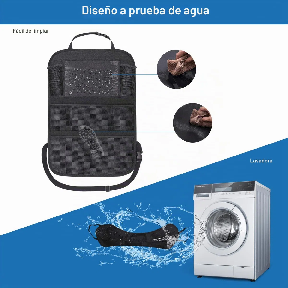 Organizador para Coche, 2 PCS Protector de Asiento Niños (8 Bolsillos), Impermeable Organizadores para Coche Kick Mat, Universal Multi-Bolsillo Protector Trasero con Sorporte para iPad Tablet